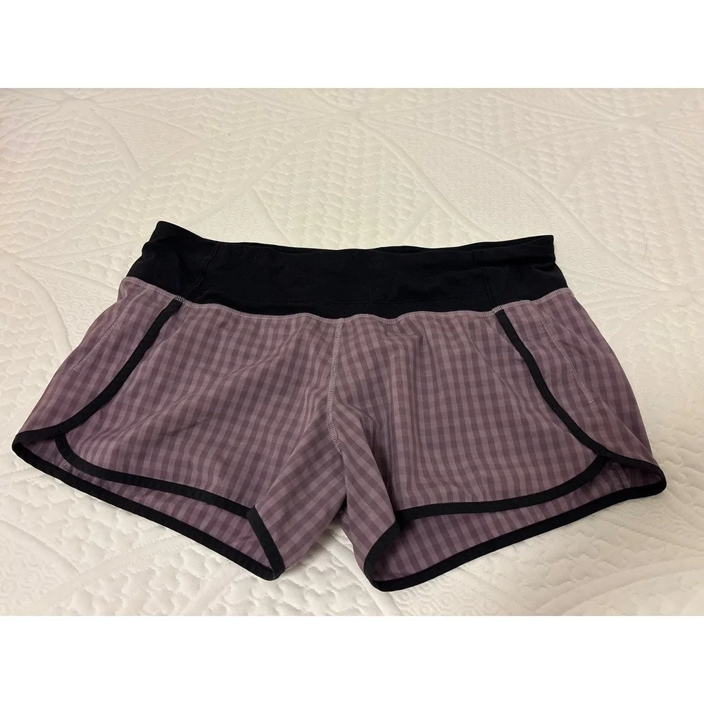 Lululemon Run Times Short Gin Gin Gingham Mauvelous Black Size 10